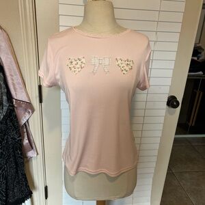 Pink Heart and Bow Women's Top